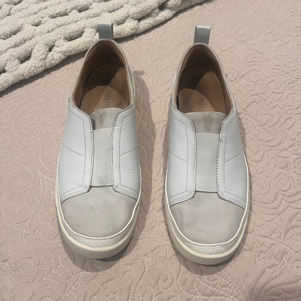 Vionic Women's White and Gray Slip-On Sneakers
